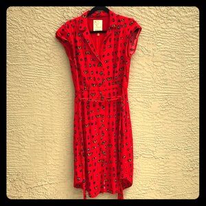 Anthropologie red insect print dress